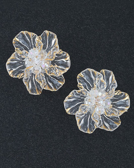 Transparent Gold Rose Earrings