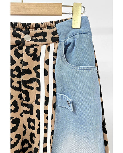 Leopard Contrast Cargo Pants