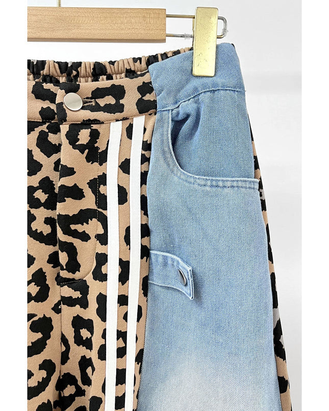 Leopard Contrast Cargo Pants