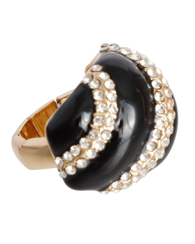 Black and Gold Dome Cocktail Ring