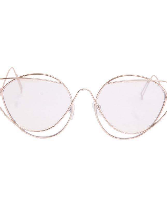 Gold Wire Cat Eye Clear Glasses