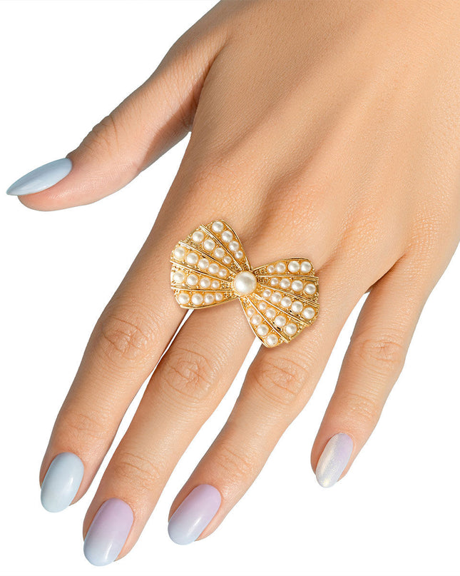 Cream Pearl Bow Ring