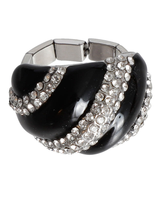 Black and Silver Dome Cocktail Ring