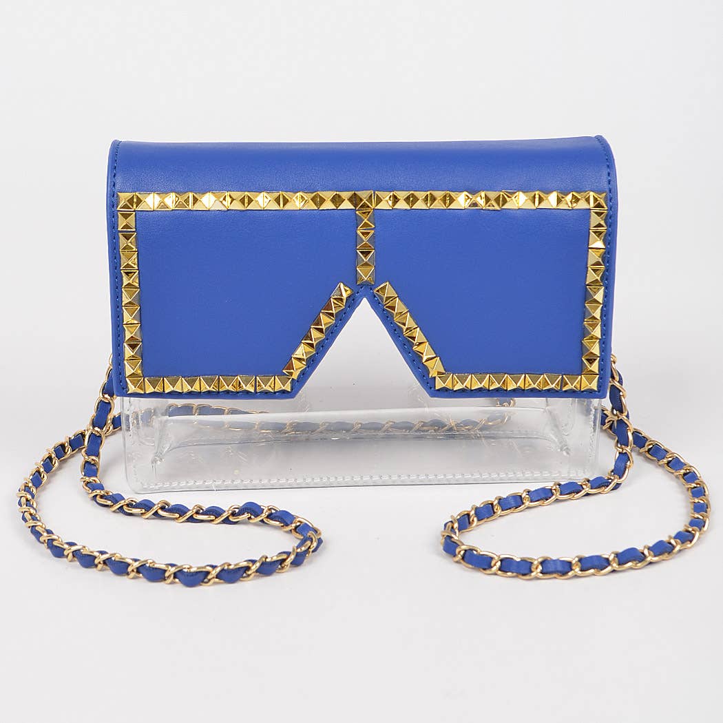 Square Rhinestone Glasses Clear Clutch