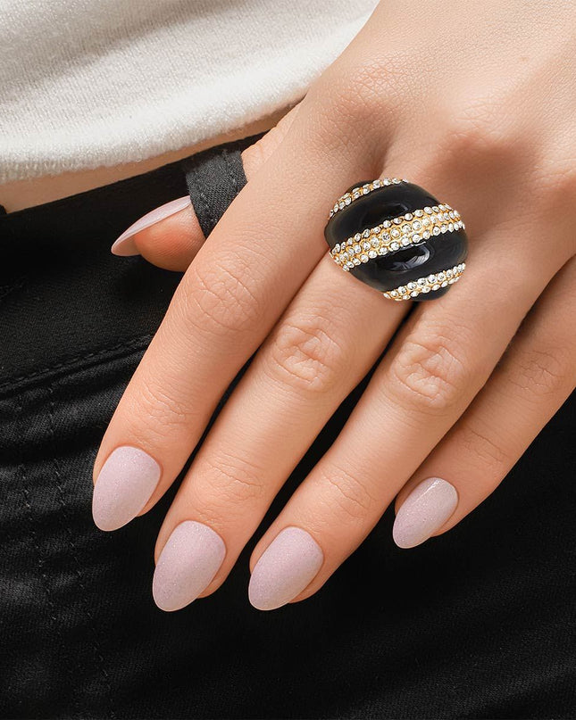 Black and Gold Dome Cocktail Ring