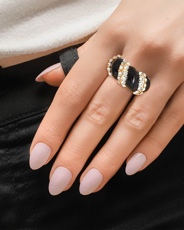Black and Gold Twisted Cocktail Ring