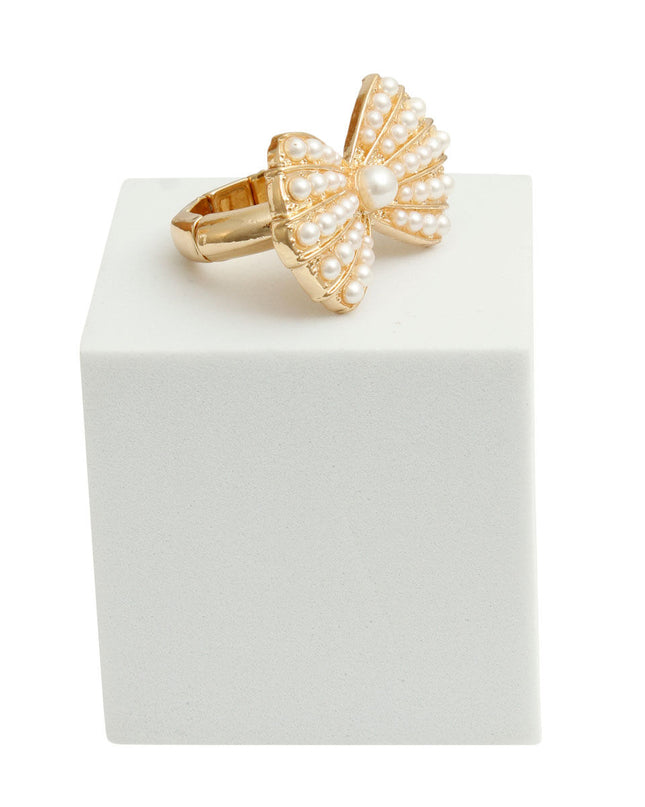 Cream Pearl Bow Ring