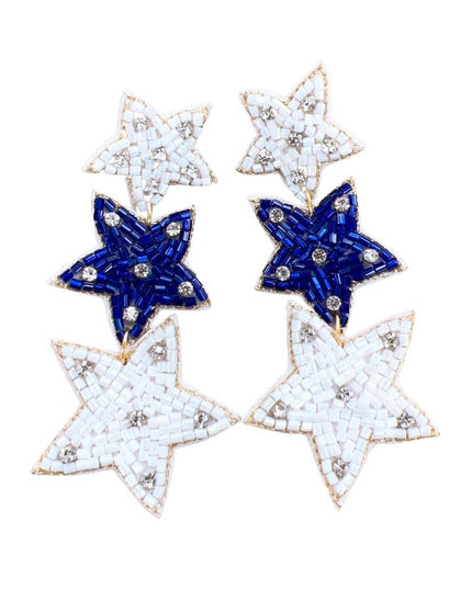 White/Blue Star Earrings