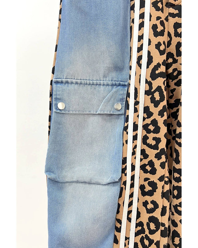 Leopard Contrast Cargo Pants