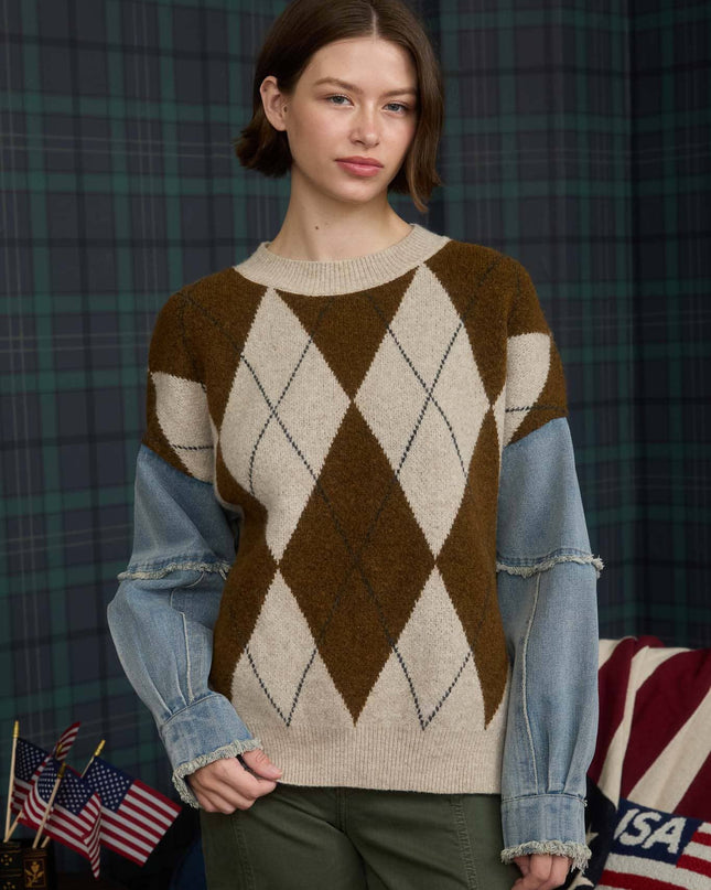 Argyle Denim Sweater