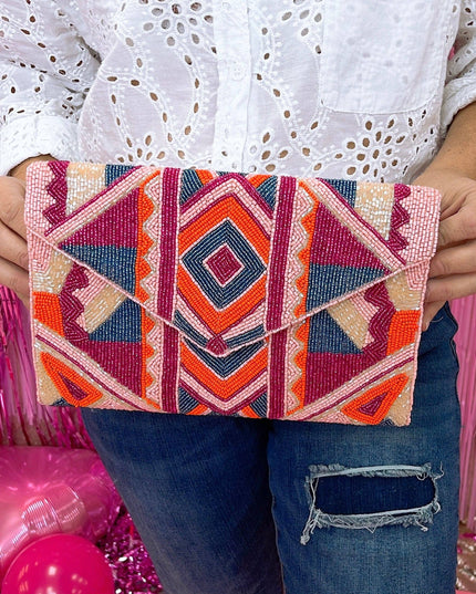 Geo Pink Clutch