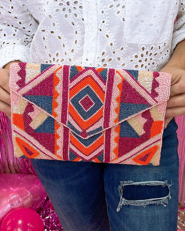 Geo Pink Clutch