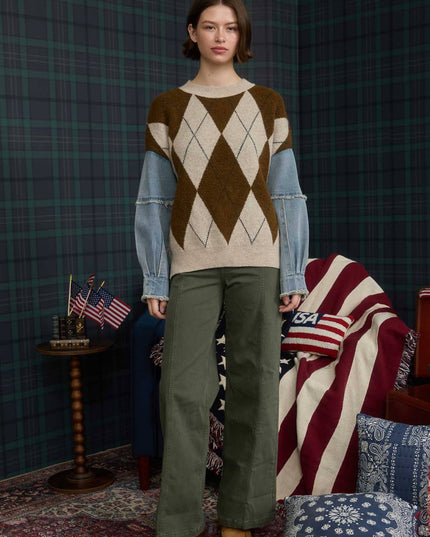 Argyle Denim Sweater
