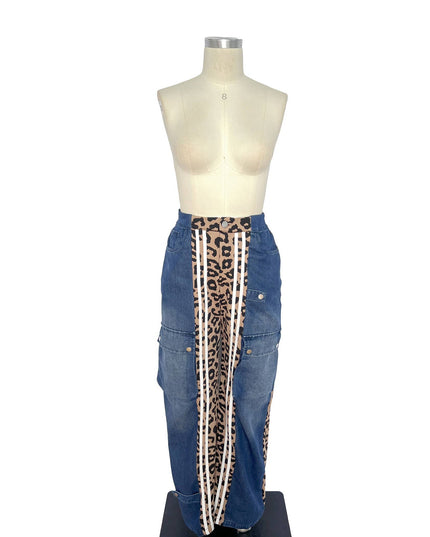 Leopard Contrast Cargo Pants