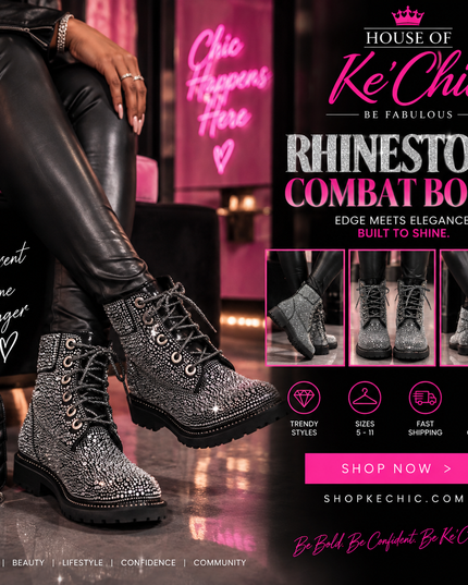 Rhinestone Combat Boots