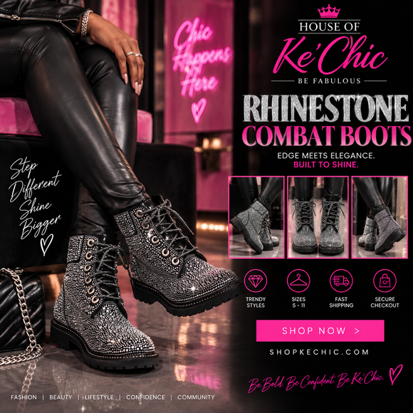 Rhinestone Combat Boots