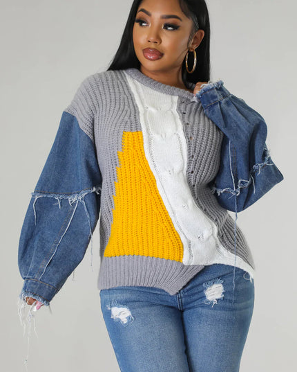 Denim Sleeved Sweater