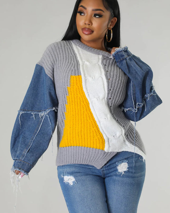 Denim Sleeved Sweater