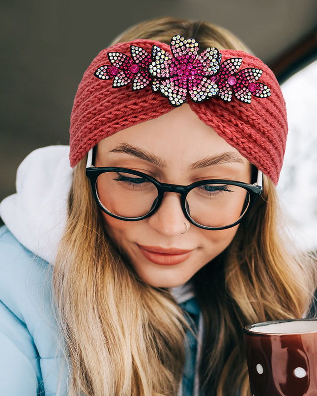 Blinged Flower Earmuff Headbands