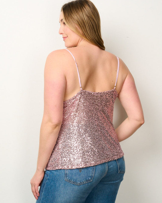 Sequin Cowl Neck Tank