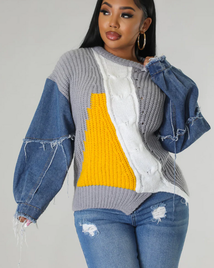 Denim Sleeved Sweater