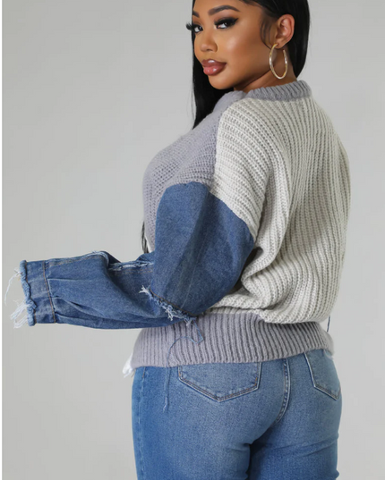 Denim Sleeved Sweater