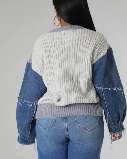 Denim Sleeved Sweater