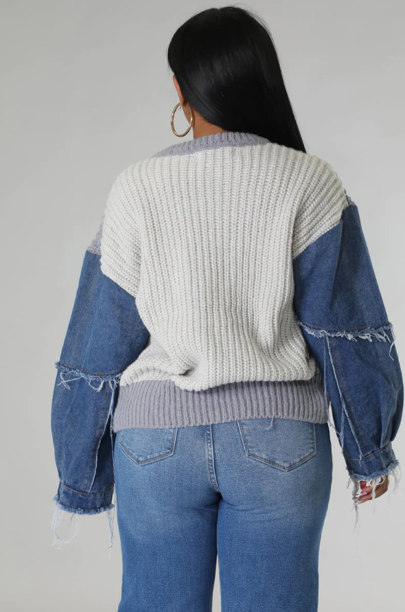 Denim Sleeved Sweater