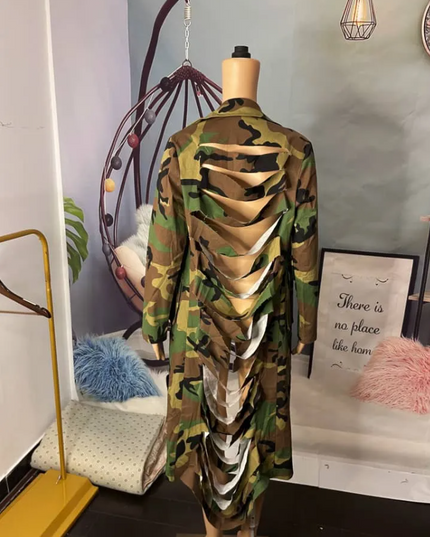 Destroyed Back Camo Duster