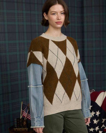 Argyle Denim Sweater