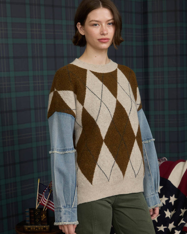 Argyle Denim Sweater