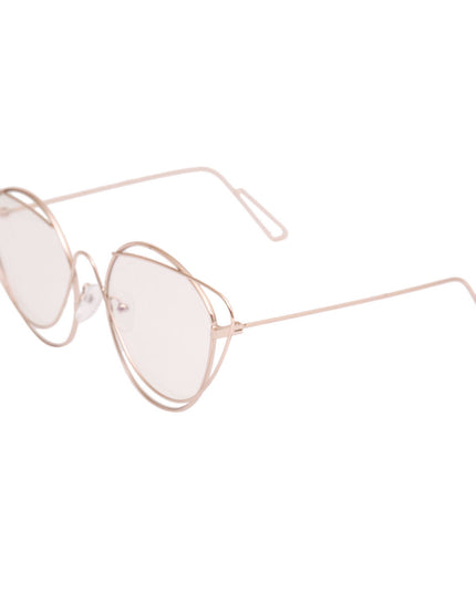 Gold Wire Cat Eye Clear Glasses