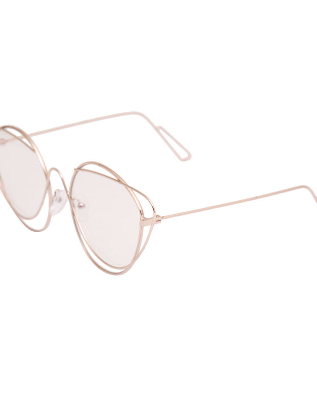 Gold Wire Cat Eye Clear Glasses