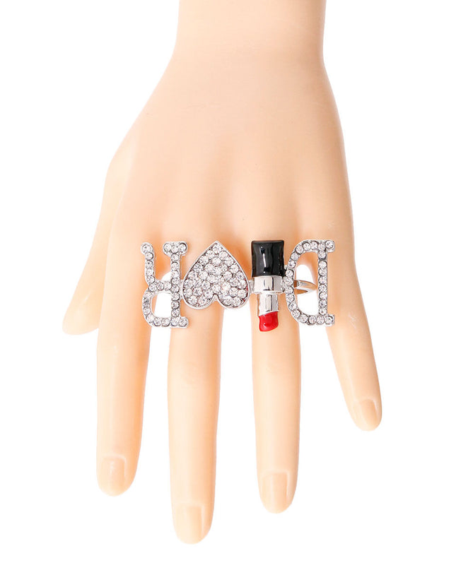 Silver Dior 2 Finger Ring