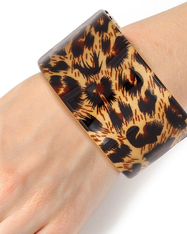 Bracelet Leopard Gold Wide Cuff for Women