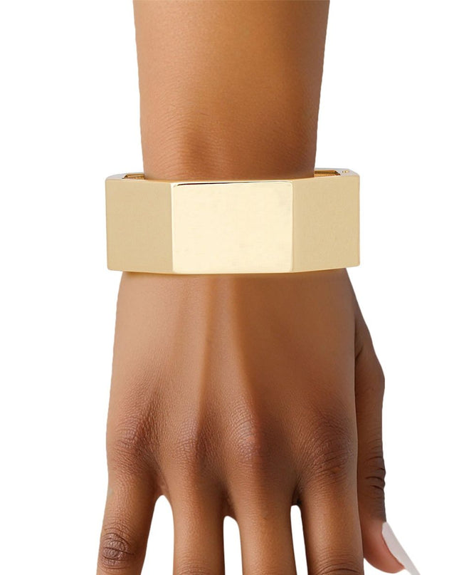 Cuff Mixed Metal Geometric Bent Hinge Bracelet