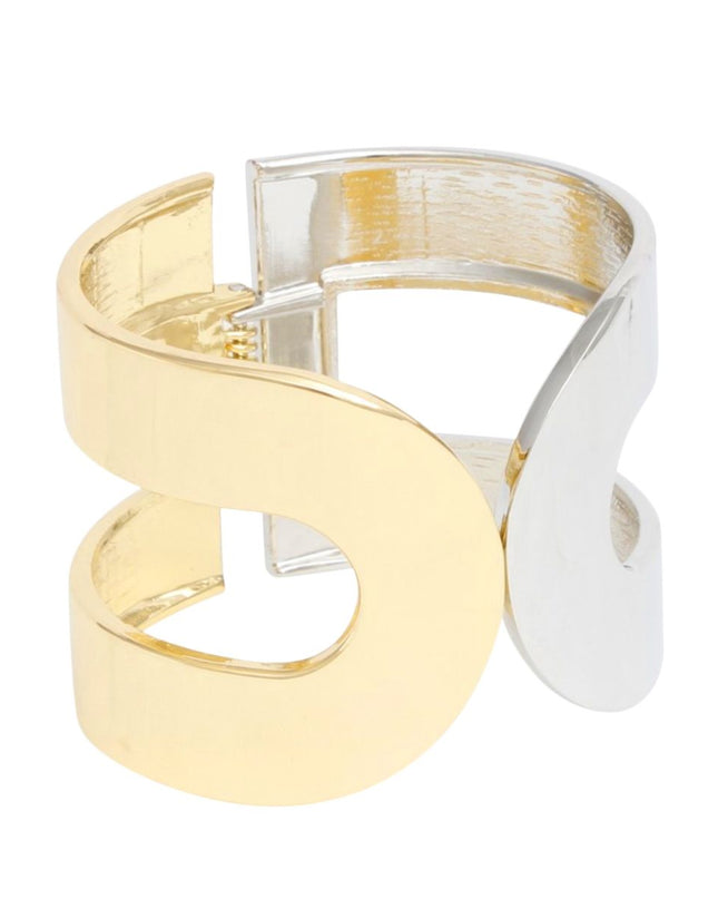 Cuff Mixed Metal Rounded Loop Hinge Bracelet
