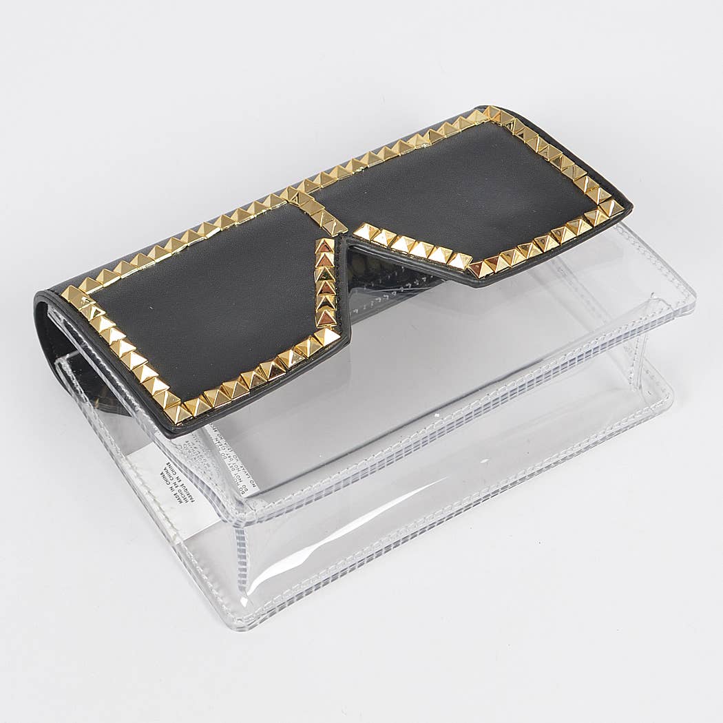Square Rhinestone Glasses Clear Clutch