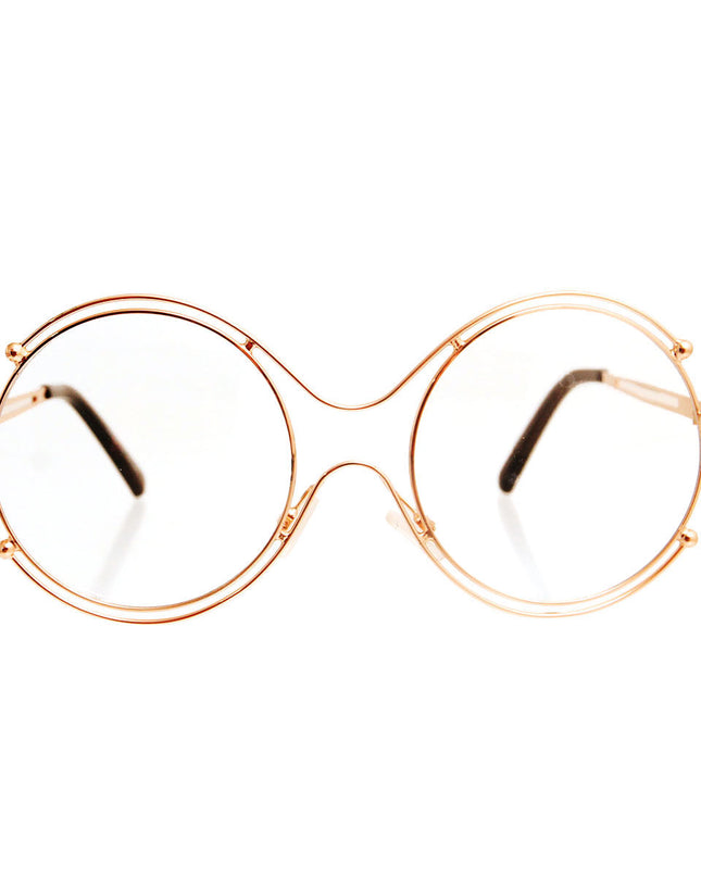 Retro Round Gold Clear Glasses