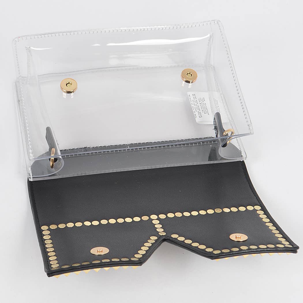 Square Rhinestone Glasses Clear Clutch