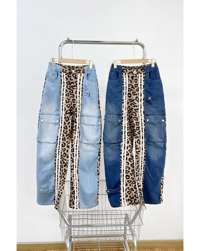 Leopard Contrast Cargo Pants