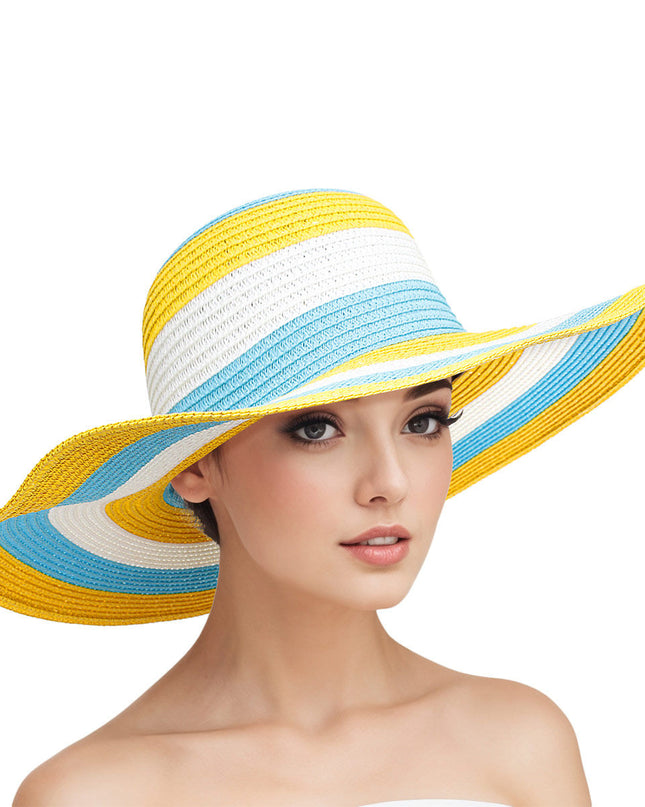 Straw Hat Vogue Multicolor Striped Wide Brim Hat