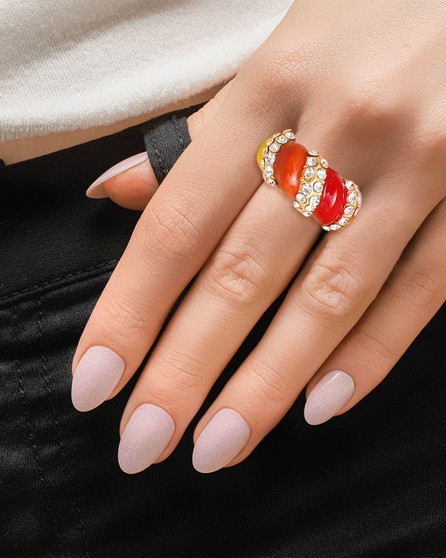 Multi Color and Gold Twisted Cocktail Ring