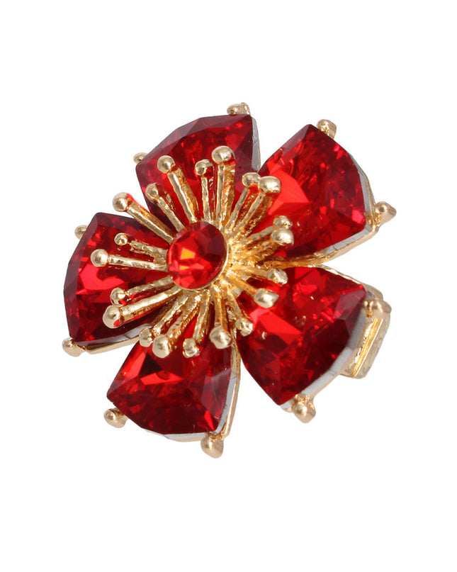 Red Daisy Crystal Ring