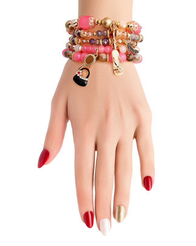 Pink Bead Fashion Charm Bracelets