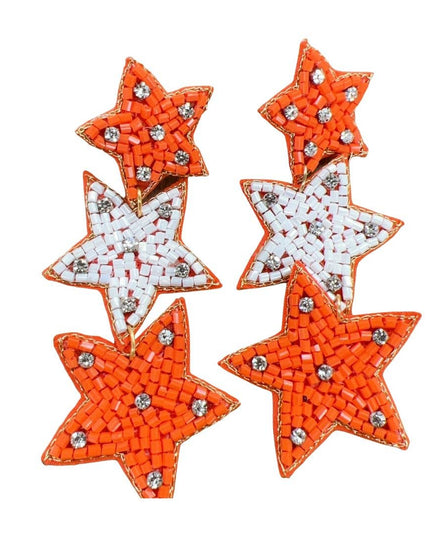 White/Orange Star Earrings