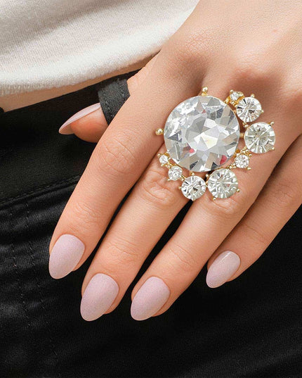 Gold Round Crystals Ring