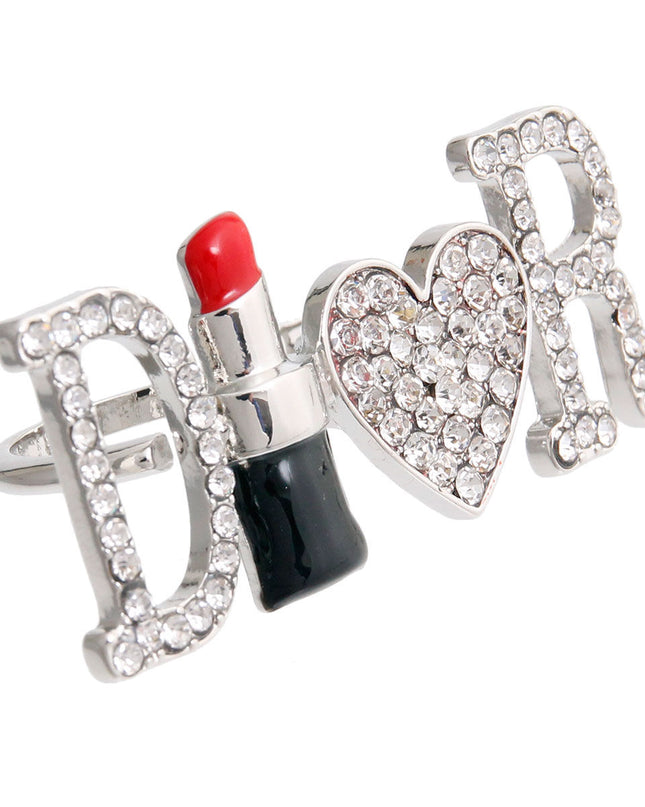 Silver Dior 2 Finger Ring