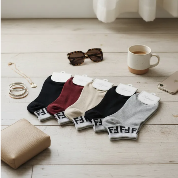Metallic FF Stretch Quarter Socks