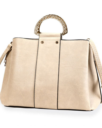 Purse Ivory Rigid Top Handle Handbag for Women